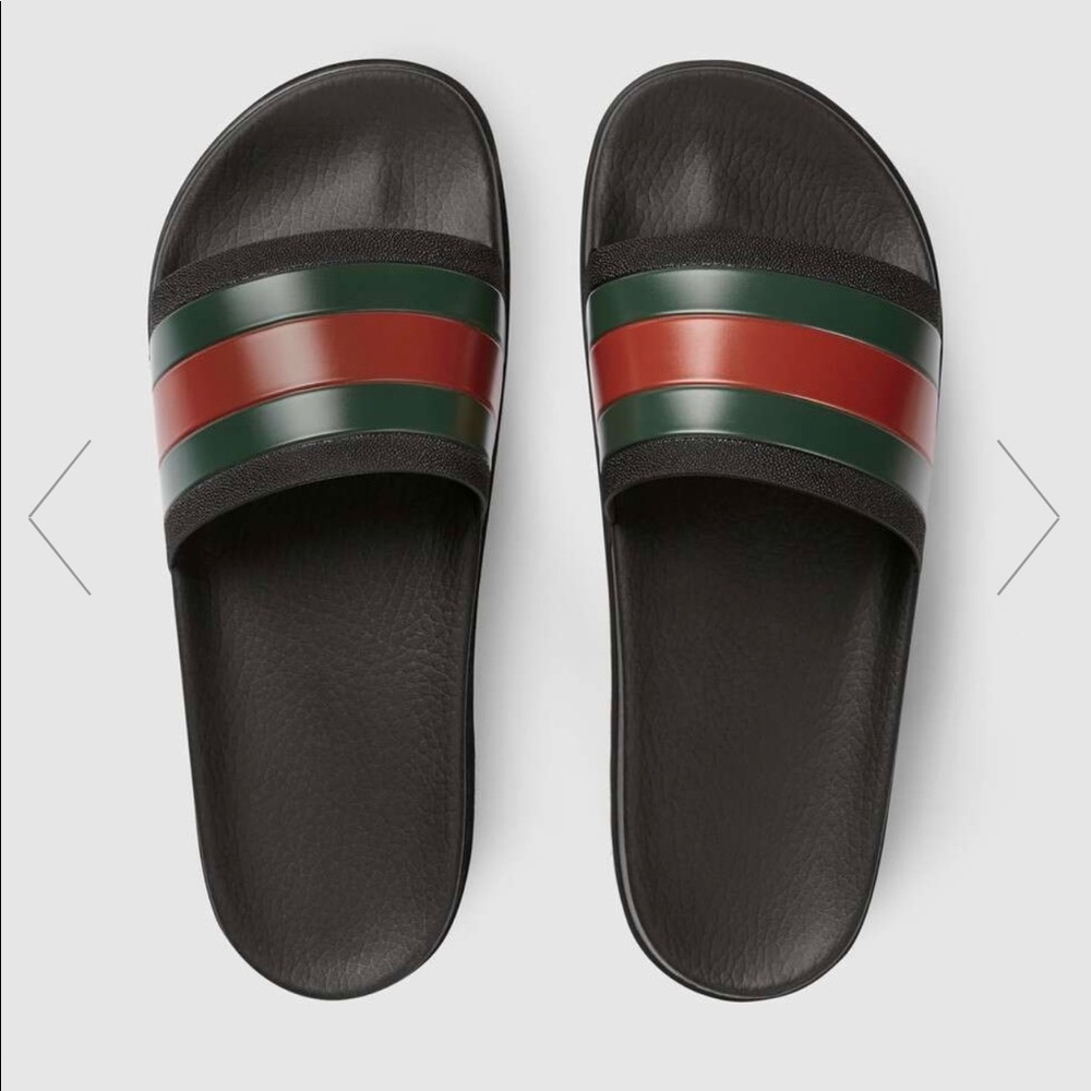 Gucci Men’s Web Rubber Slide Sandal